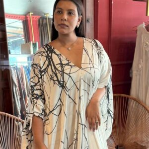 Charini Black and White Kaftan