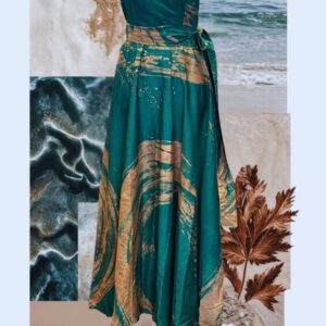 Ceylonbury Amira Green Batik Strapless Maxi Dress